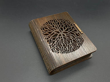 Декоративна скринька для грошей і прикрас з фанери з різьбленням візерунок 14х11.5х3.5см