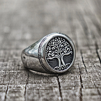 Кольцо Древо жизни мужское стальное WORLD TREE 23 печатка перстень из медицинской нержавеющей стали 316L
