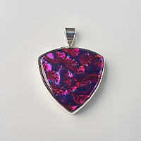 Кулон Муранское стекло серебряная подвеска яркая розовая треугольная