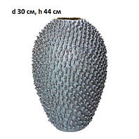 Ваза напольная керамическая Shishi "С шипами", серая матовая; d 30 см, h 44 см