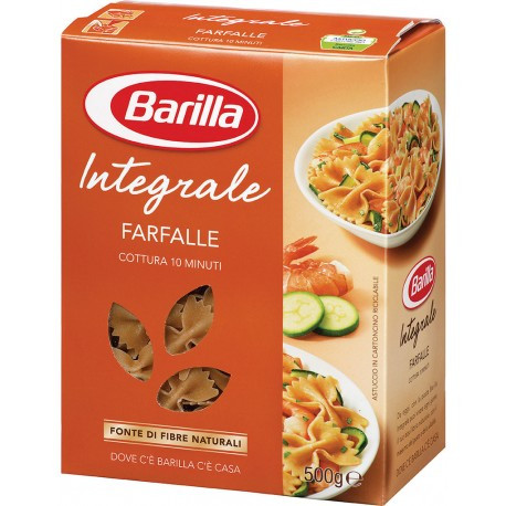 Макарони твердих сортів Barilla Farfalle «Integrale», з висівками 500 г.