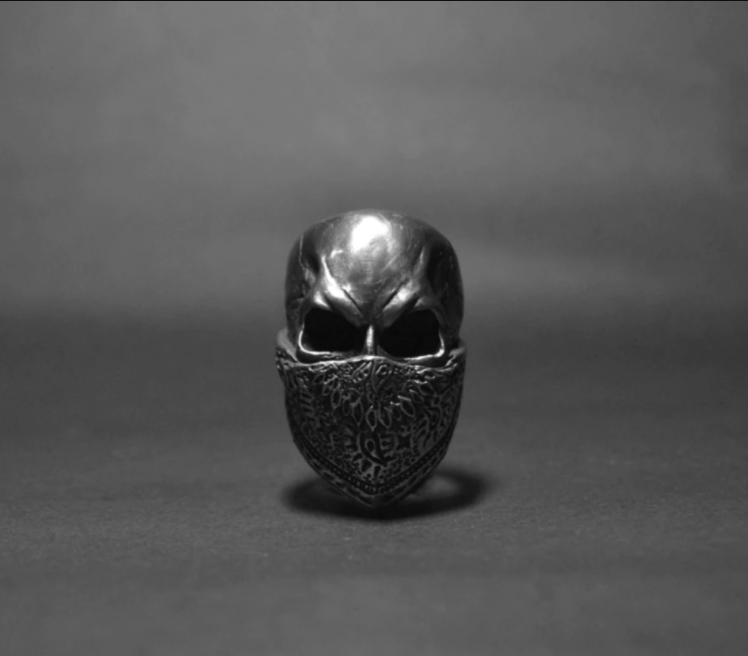 Кільце печатка перстень чоловіче сталеве SILENT SKULL 19 з медичної нержавіючої сталі 316L Череп