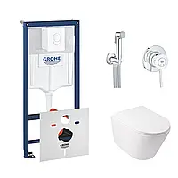 Комплект инсталляция Grohe Rapid SL 38722001 + унитаз с сиденьем Qtap Swan QT16335178W + набор для