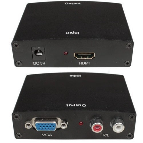 Конвертер VGA в HDMI+ R/L (VGA-HDMI+2xRCA) DC-5V, фото 1