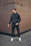 Спортивний костюм чоловічий зимовий на флісі з капюшоном теплий темно-сірий. Живе фото, фото 2
