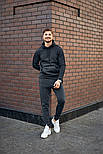 Спортивний костюм чоловічий зимовий на флісі з капюшоном теплий темно-сірий. Живе фото, фото 5