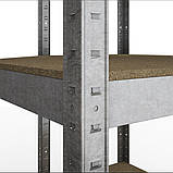 Стелаж кутовий 1800х700х400мм, 150кг, 5 полиць з ДСП оцинкований на зачепах для гаража, будинку, фото 7