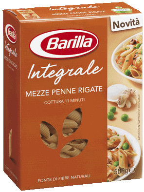 Макарони твердих сортів Barilla Mezze Penne «Integrale», з відрубками 500 г.