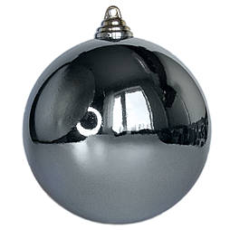 Ялинкова іграшка - куля, D12 см, сірий, глянець, пластик (250782)