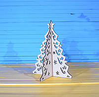 Деревянная елка на стол, новогодние игрушки и украшения