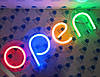 Неонова Led вивіска OPEN (відкрито) з кольоровими буквами 50х18 см з димером, фото 7