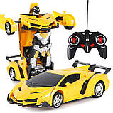 Іграшка-трансформер на радіокеруванні Lamborghini Robot Car автобот Жовтий, фото 3