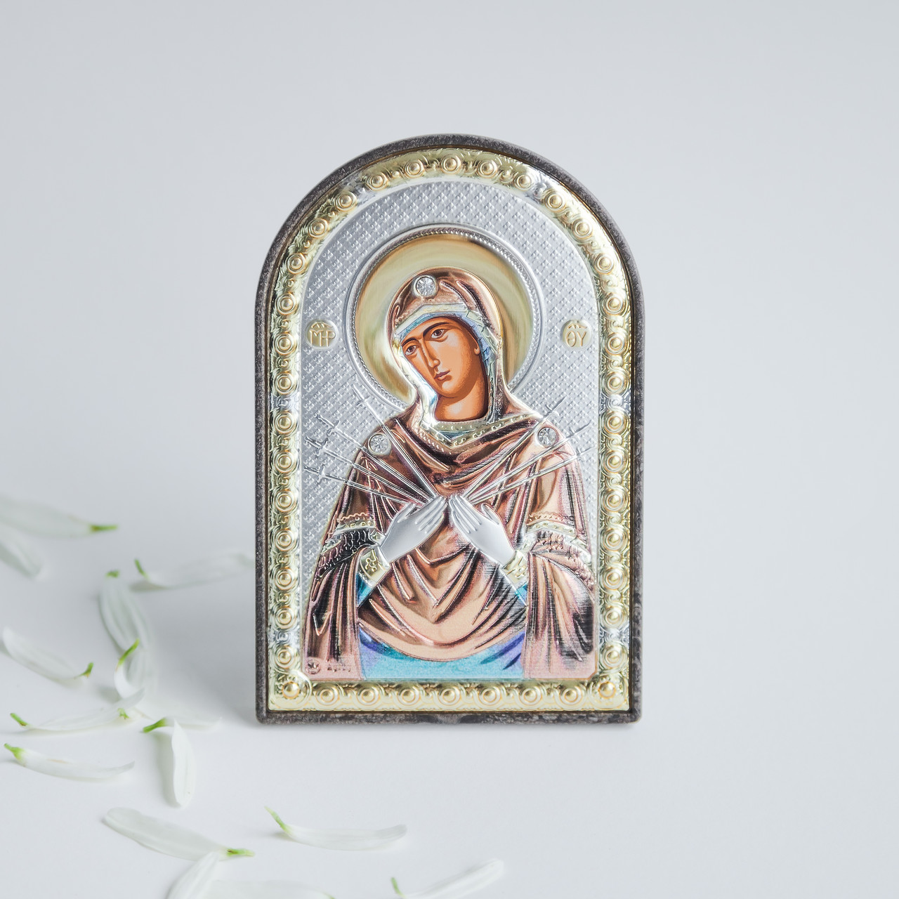 Ікона Богородиця Семистрільна арка із кольоровою емаллю
