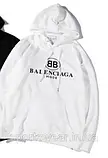 Толстовка Худі BALENCIAGA MODE чорна, біла Кофта з капюшоном чоловіча, жіноча в стилі Баленсиага Кенгуру, фото 2