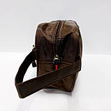 Чоловіча косметичка коричнева з кишенею, фото 2