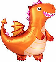 Фольгована фігурна куля Дракон помаранчевий, велика надувна куля 90х90 см Flexmetal