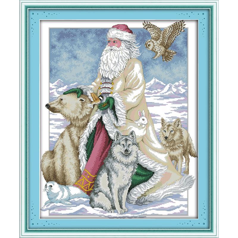 Набір для вишивання за нанесеною на канву схемою "The North Pole Santa Claus".AIDA 14CT printed, 51*62 см