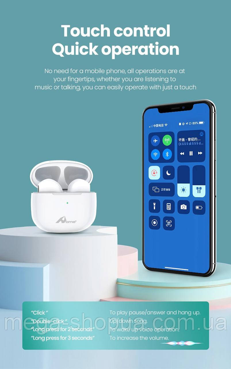 Бездротові сенсорні Bluetooth блютуз навушники та гарнітура BN98 Mini для телефону
