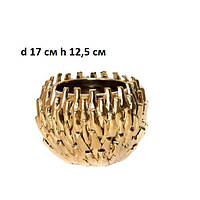 Вазон керамический Shishi "Кашпо - Чертополох", золотистого цвета; d 17 см h 12,5 см