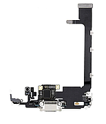 Шлейф для iPhone 11 Pro Max, з роз'ємом зарядки, з мікрофоном, білий, Matte Silver