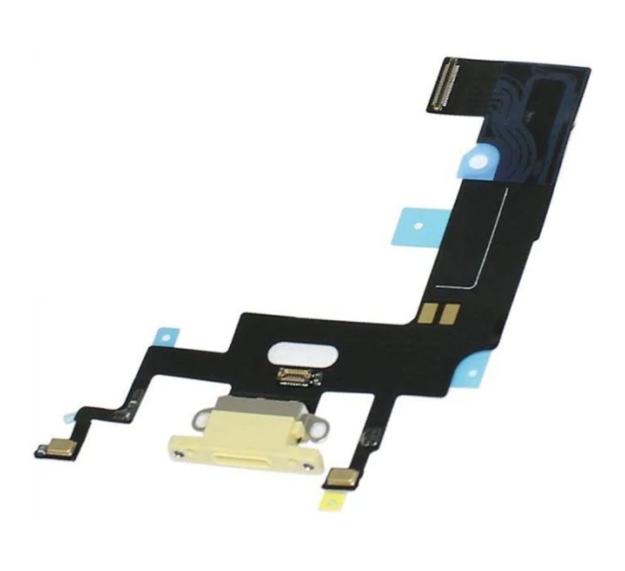 Шлейф для iPhone XR, з роз'ємом зарядки, з мікрофоном, жовтий