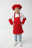 Фартух дитячий для творчості та майстер-класів з беретом червоного кольору (2-5 років)