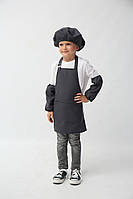 Фартух дитячий для творчості та майстер-класів з беретом сірого кольору (2-5 років)