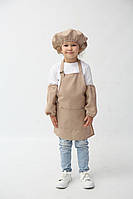 Фартух дитячий для творчості та майстер-класів з беретом бежевого кольору (2-5 років)