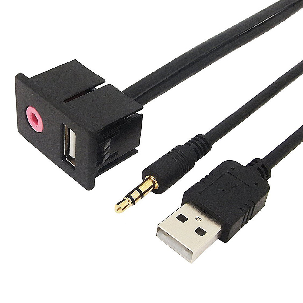 Кабель подовжувач AUX + USB 1.5 м для автомобільної магнітоли mp3 адаптера порт панель провід в машину аукс юсб