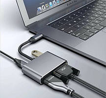 Перехідник з TYPE-C НА USB 3.1 + HDMI + TYPE-C гніздо MACBOOK, samsung s8