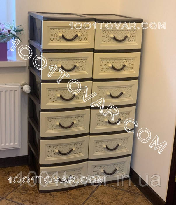 Комод пластиковий з 6-ма ящиками, кавово-коричневий Лайф (Life), фото 1