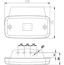 Ліхтар габаритний Fristom FT-019 Z+K LED жовтий на кронштейні з проводом, фото 5