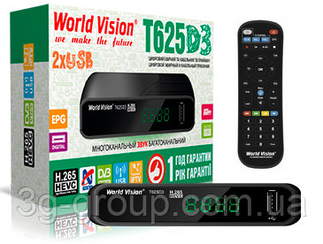 Т2 ресивер World Vision T625D3 Internet + універсальний пульт