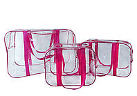 Набор из 3 прозрачных сумок в роддом EcoNova Delight розовый