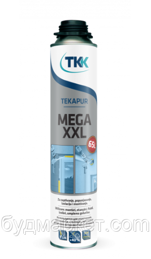 Піна монтажна TKK TEKAPUR MEGA XXL 65L GUN (професійна), 870 мл (вихід до 70 л)