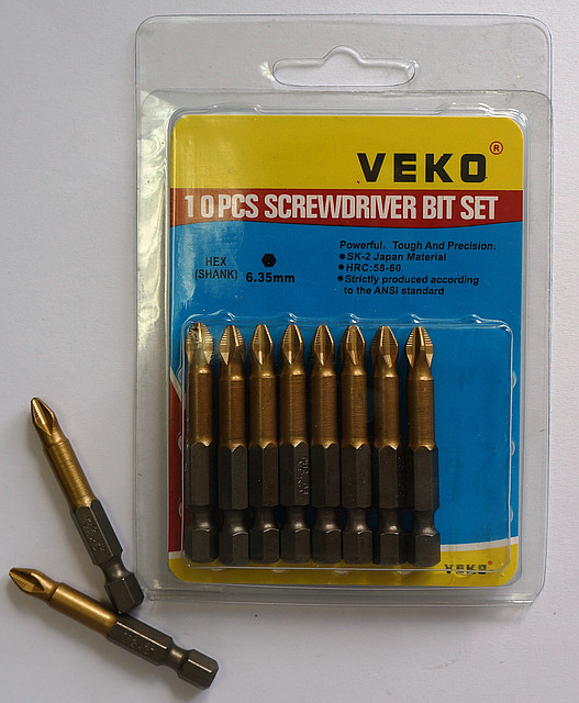 Биты для шуруповёрта VEKO PH2*50 мм TITANIUM (10 шт. в упаковке) - фото 1 - id-p18903264