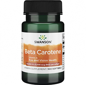 Бета Каротін (Вітамін А) Swanson Beta Carotene 10000 iu 3000 mcg 100 sgels