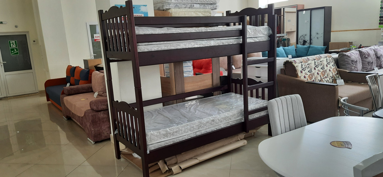 Двоповерхове дерев'яне ліжко Stemma Тандем Дитяче 2-х ярусне ліжко Двоярусне ліжко в дитячу, фото 1