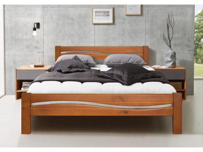 Дерев'яне двоспальне ліжко Stemma Хвиля 160х200 м Ліжко двоспальне масив сосни, фото 1