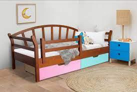 Ліжко дерев'яне дитяче Stemma Сонечко 80х190 см Ліжко для дітей з бортиком