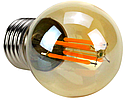 Світлодіодна лампочка 4 Вт Е27 G45 Filament 2200 K, лампа Едісона бурштинове тонування, фото 5