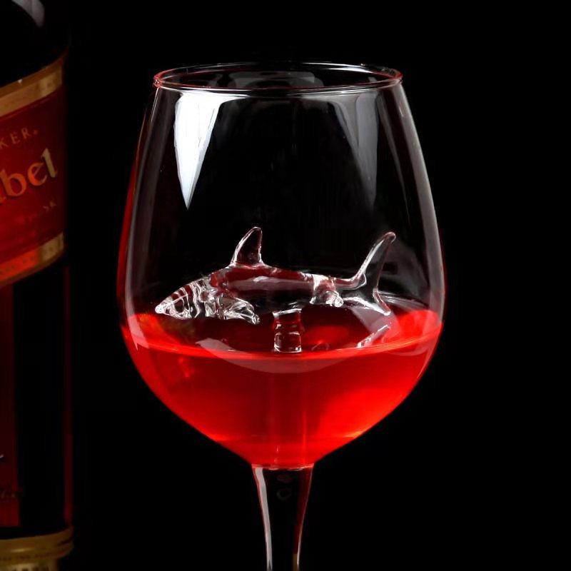 Келих для вина з акулою RESTEQ. Фужер для вина із фігуркою акули. Незвичайний винний келих 300 мл