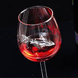 Келих для вина з акулою RESTEQ. Фужер для вина із фігуркою акули. Незвичайний винний келих 300 мл, фото 6