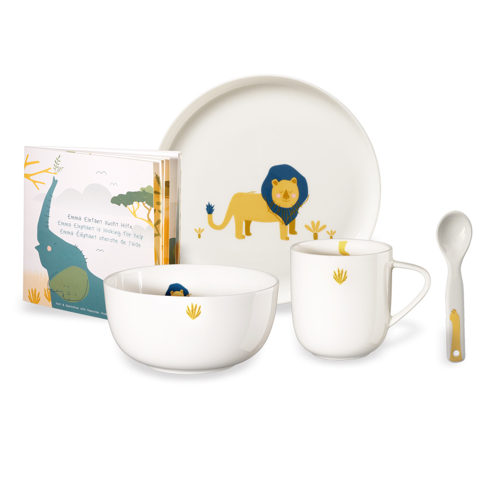 Набір дитячого посуду Asa Selection Leo Löwe 4 предмета + книжка 38952314, фото 1