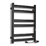 Чорна дизайнерська рушникосушка Flyme Black EF 700R (терморегулятор + таймер), права, фото 2