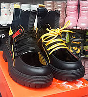 Чорні жіночі Демі черевики на платформі утеплені весна, осінь 40 (25,5)41 (26)