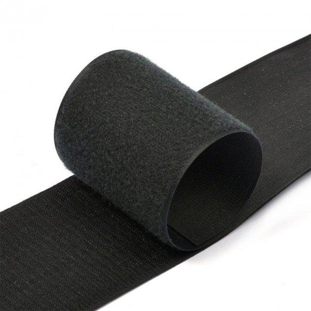 Липучка контактна  150 мм колір чорний стрічка-гачки та стрічка-петлі комплект з відповідною частиною loop/hook, фото 1