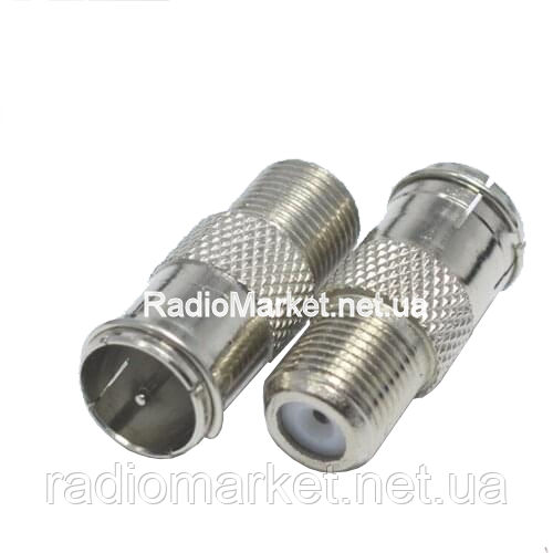 Перехідник штекер F (швидкий з кільцем) - гніздо F, метал, 10 штук, фото 1