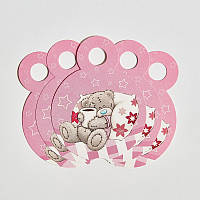 Медальки картонні на День народження "Ведмедик Тедді" Рожевий колір (10 шт./пач.) -