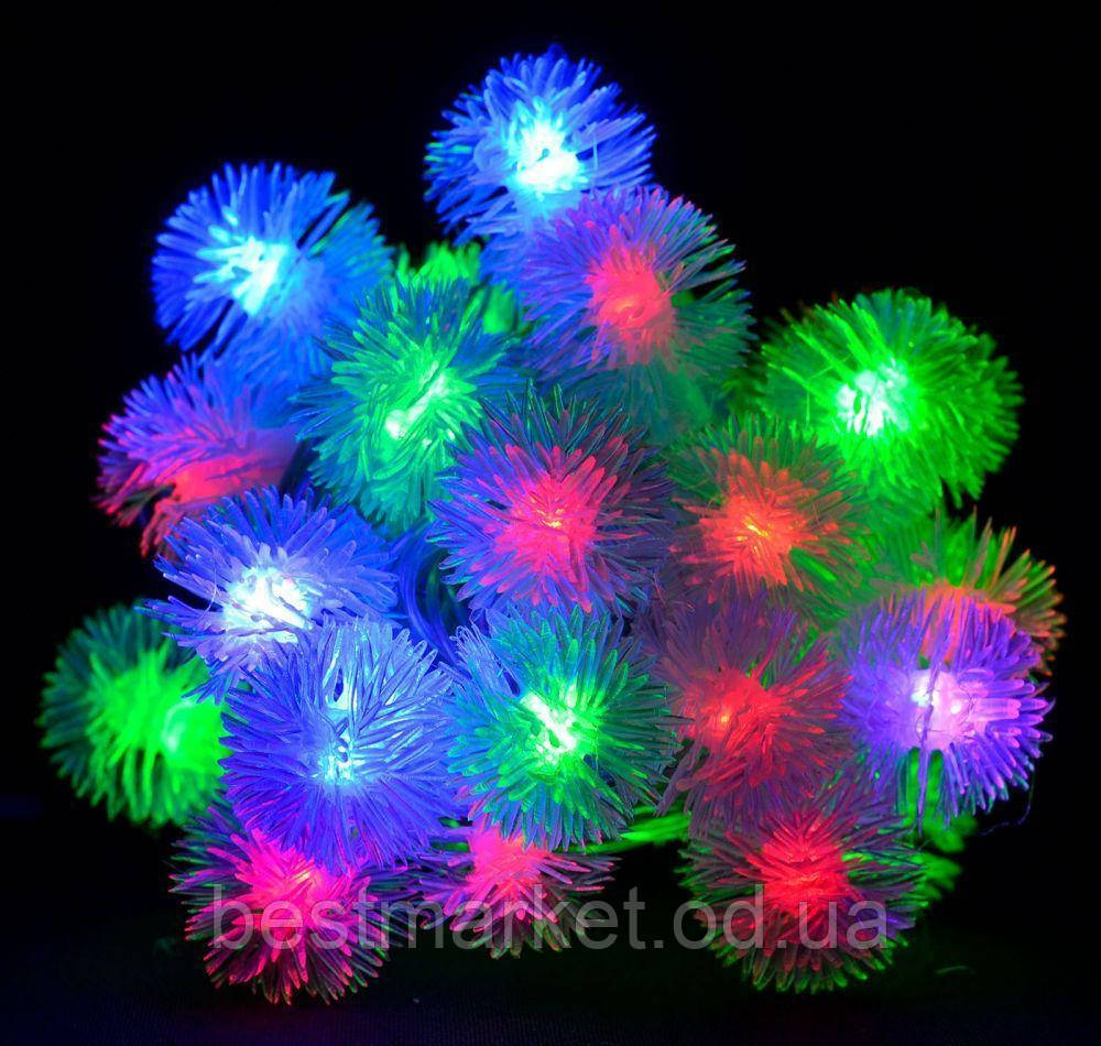 Новорічна Світлодіодна Гірлянда Нитка Їжачок 32 Led пр/пр Мульти (4954), фото 1